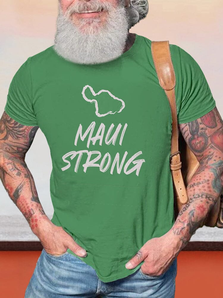 Casual Maui Strong Printed T-shirt T-shirt coofandy Green S 