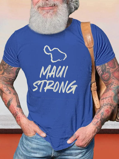 Casual Maui Strong Printed T-shirt T-shirt coofandy Blue S 