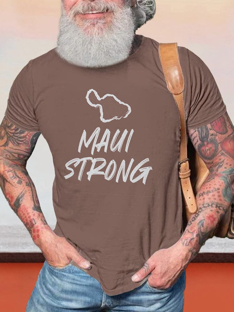 Casual Maui Strong Printed T-shirt T-shirt coofandy Brown S 