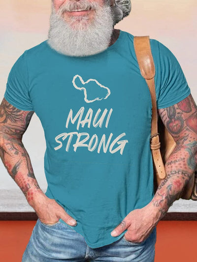 Casual Maui Strong Printed T-shirt T-shirt coofandy Lake Blue S 