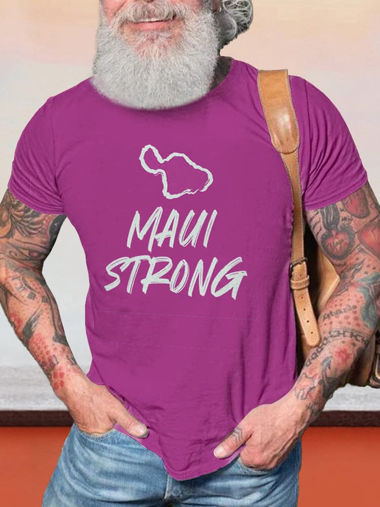 Casual Maui Strong Printed T-shirt T-shirt coofandy Purple S 