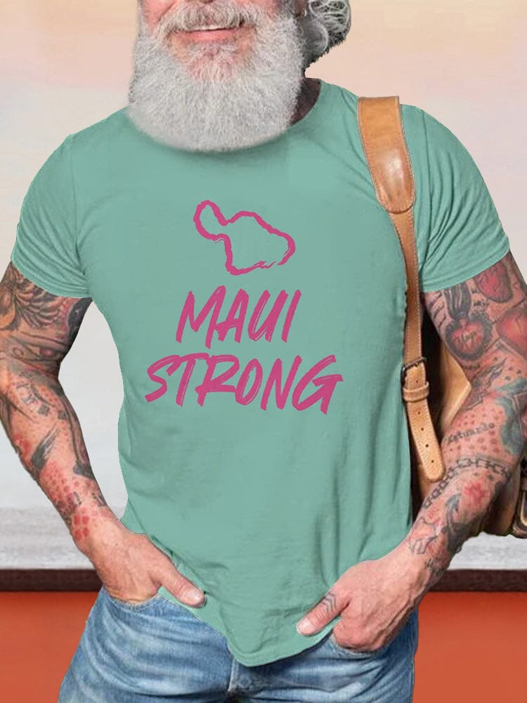 Casual Maui Strong Printed T-shirt T-shirt coofandy Light Green S 
