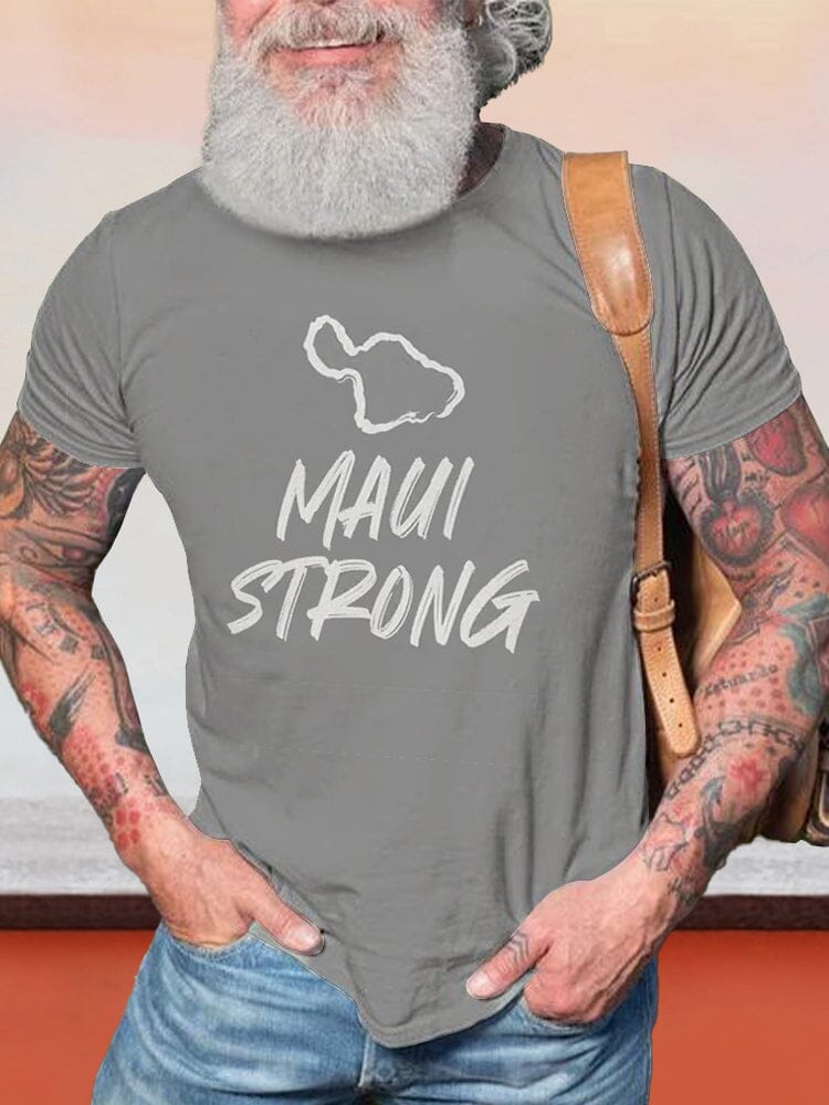 Casual Maui Strong Printed T-shirt T-shirt coofandy Grey S 