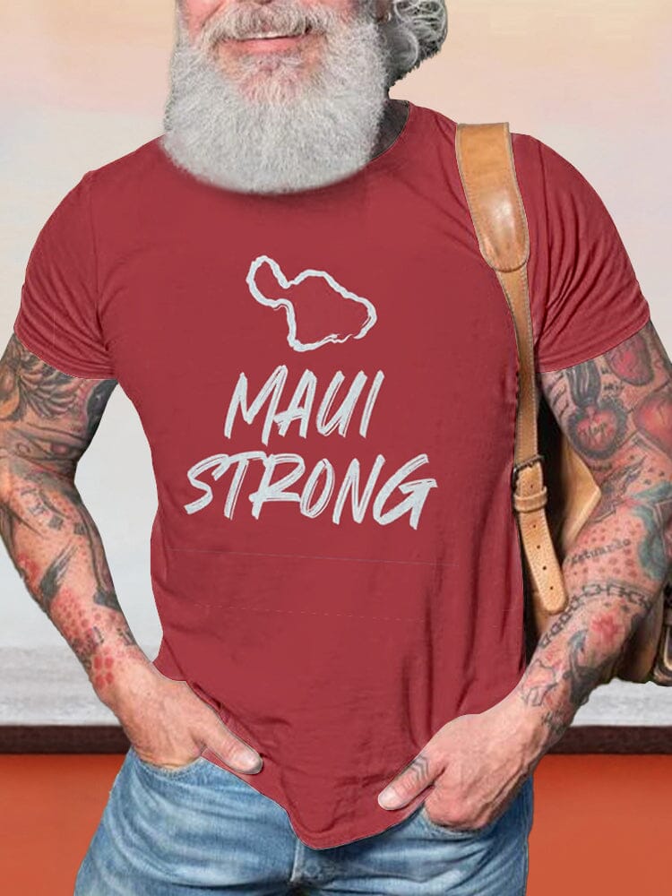 Casual Maui Strong Printed T-shirt T-shirt coofandy Red S 