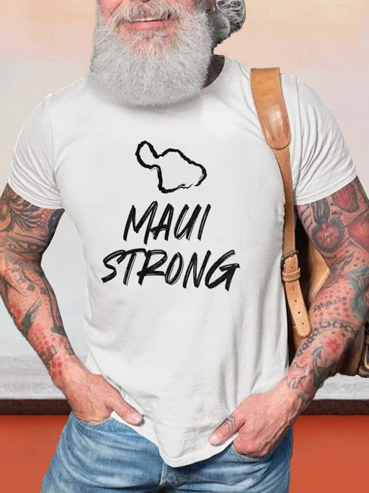 Casual Maui Strong Printed T-shirt T-shirt coofandy White S 