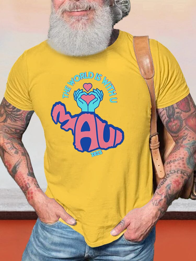 Casual Maui Blessing Printed T-shirt T-shirt coofandy Yellow S 