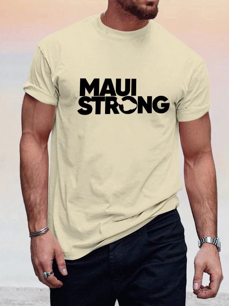 Casual Maui Print T-shirt T-shirt coofandystore Khaki S 