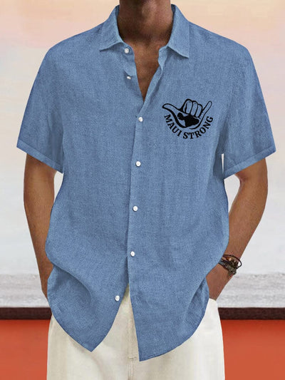 Casual Maui Print Cotton Linen Shirt Shirts coofandystore Blue S 
