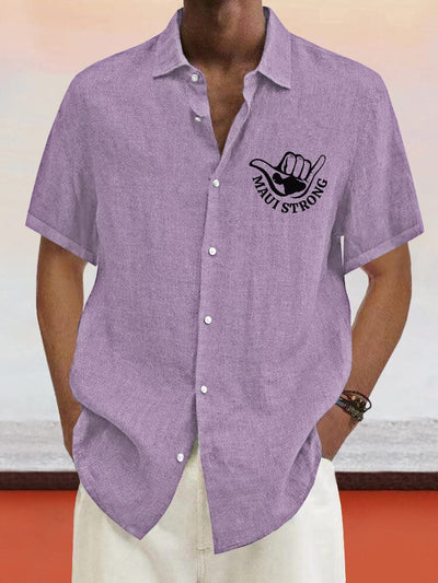 Casual Maui Print Cotton Linen Shirt Shirts coofandystore Purple S 
