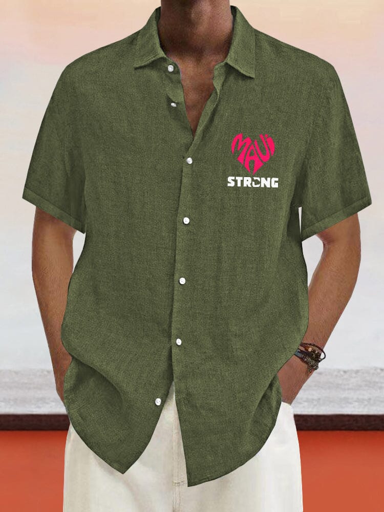 Cozy Maui Print Cotton Linen Shirt Shirts coofandystore Army Grenn S 