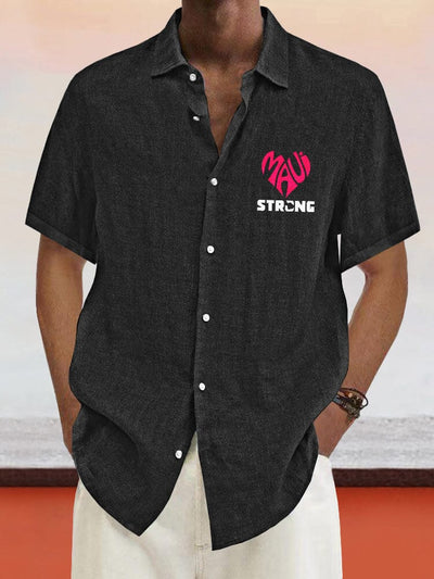 Cozy Maui Print Cotton Linen Shirt Shirts coofandystore Black S 