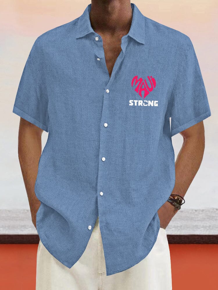 Cozy Maui Print Cotton Linen Shirt Shirts coofandystore Blue S 