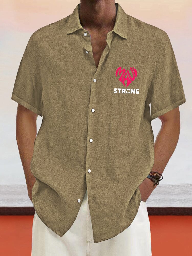 Cozy Maui Print Cotton Linen Shirt Shirts coofandystore Brown S 