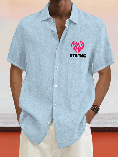 Cozy Maui Print Cotton Linen Shirt Shirts coofandystore Light Blue S 