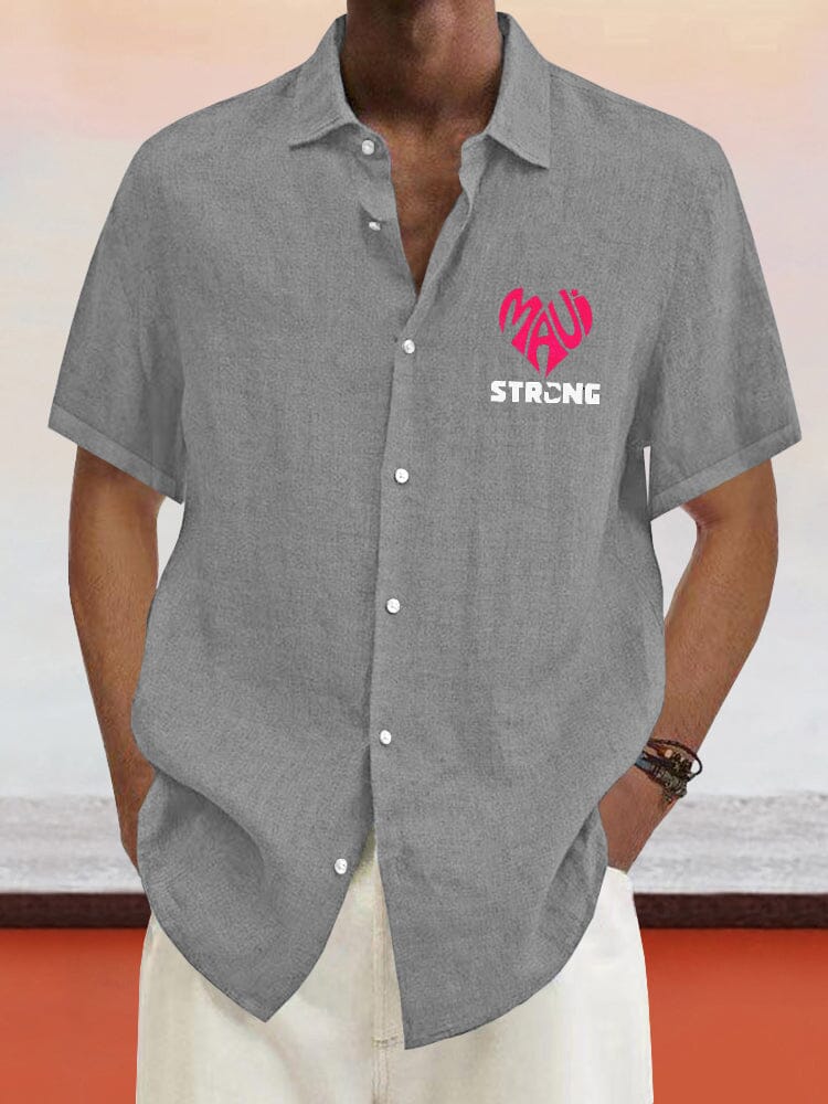Cozy Maui Print Cotton Linen Shirt Shirts coofandystore Grey S 