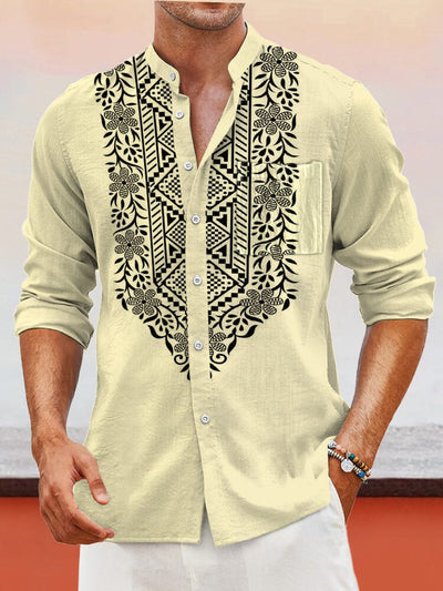 Cozy Print Henley Shirt Shirts coofandystore Khaki S 