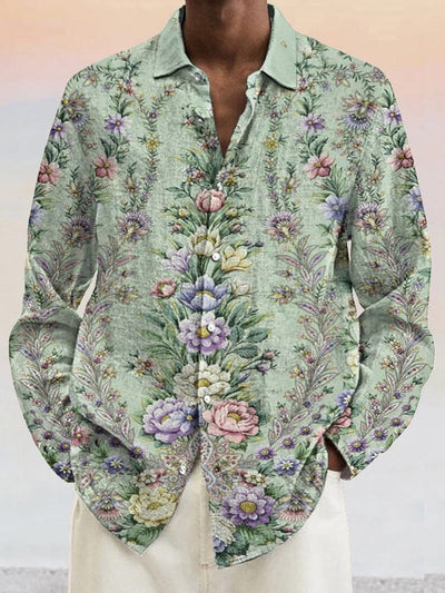 Cozy Floral Cotton Linen Shirt Shirts coofandystore PAT9 S 