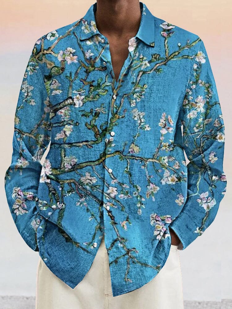 Floral Cotton Linen Shirt - Long Sleeve, Button Closure – COOFANDY