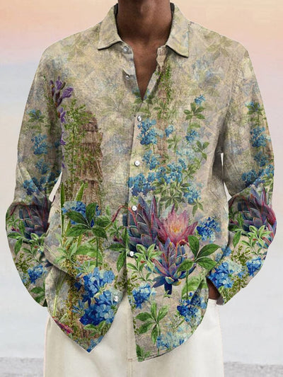 Comfy Floral Cotton Linen Shirt Shirts coofandystore PAT4 S 