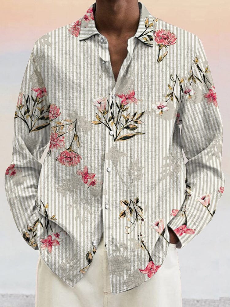 Comfy Floral Cotton Linen Shirt Shirts coofandystore PAT9 S 