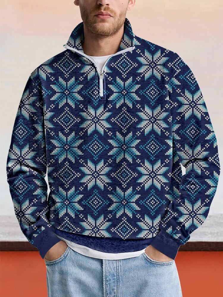 Cozy Abstract Graphic Sweatshirt Hoodies coofandy Blue S 