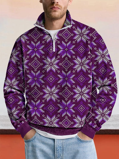 Cozy Abstract Graphic Sweatshirt Hoodies coofandy Purple S 