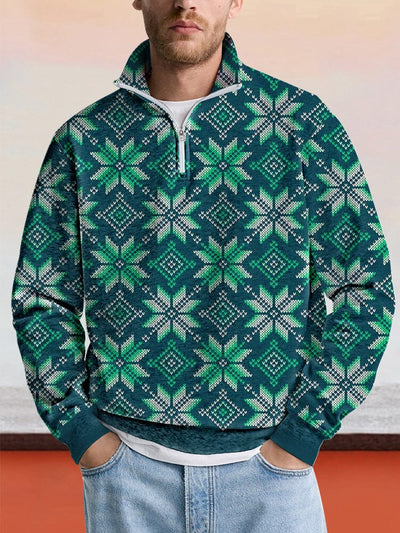 Cozy Abstract Graphic Sweatshirt Hoodies coofandy Green S 