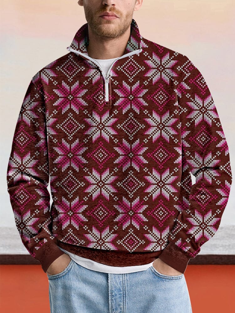 Cozy Abstract Graphic Sweatshirt Hoodies coofandy Dark Red S 