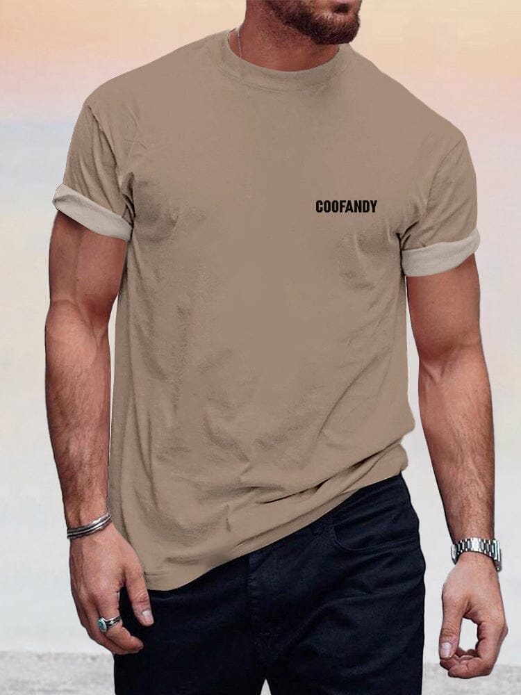 Casual Simple Logo T-shirt T-Shirt coofandystore Khaki S 