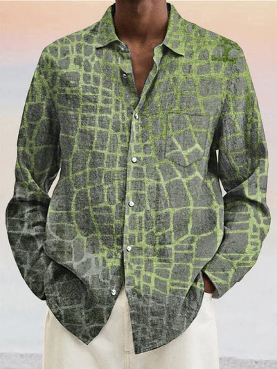 Soft Creative Graphic Cotton Linen Shirt Shirts coofandy Green S 