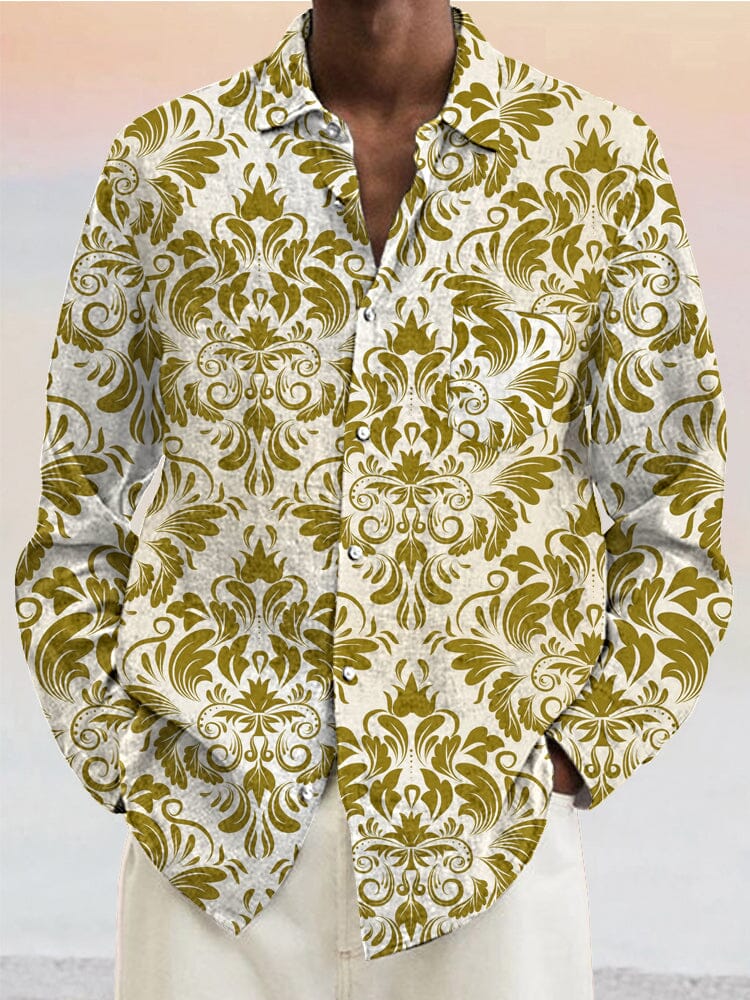 Modern Printed Cotton Linen Shirt Shirts coofandy PAT1 S 
