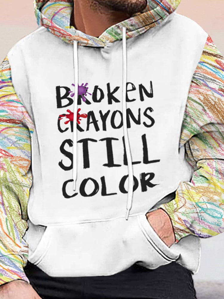 Broken Crayons Still Color Graphic Hoodie Hoodies coofandy 