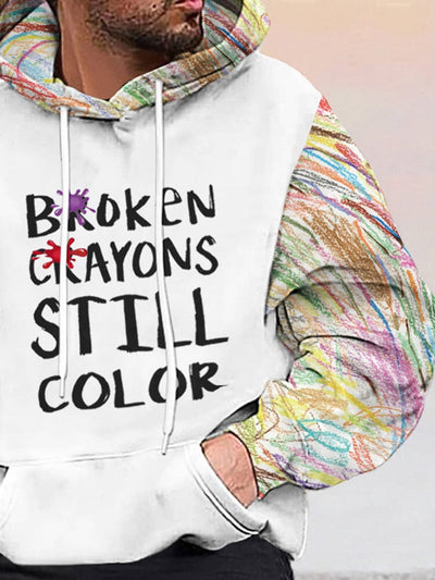 Broken Crayons Still Color Graphic Hoodie Hoodies coofandy 