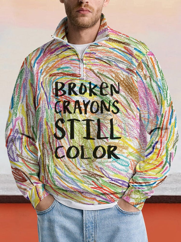 Broken Crayons Still Color Graphic Sweatshirt Hoodies coofandy PAT1 S 
