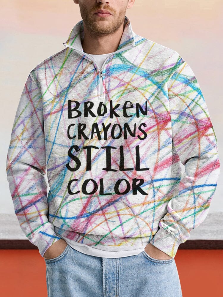 Broken Crayons Still Color Graphic Sweatshirt Hoodies coofandy PAT2 S 