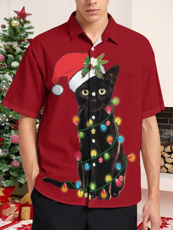 Christmas Animals Print Cotton Linen Shirt Shirts coofandy 