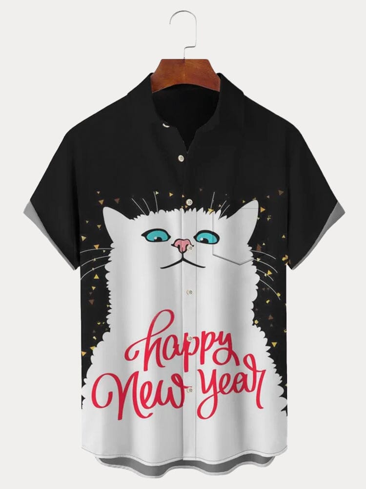 Christmas Animals Print Cotton Linen Shirt Shirts coofandy PAT3 S 