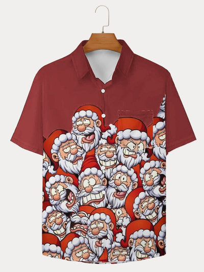 Santa Claus Print Cotton Linen Shirt Shirts coofandy 