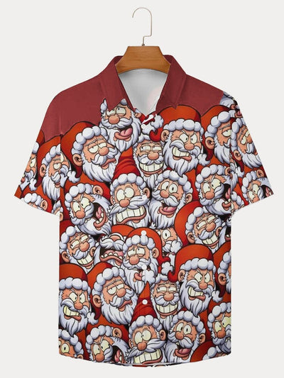 Santa Claus Print Cotton Linen Shirt Shirts coofandy 