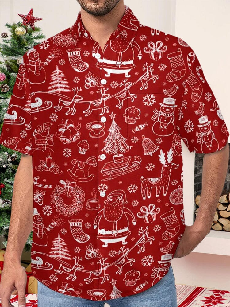 Funny Christmas Graphic Cotton Linen Shirt Shirts coofandy 