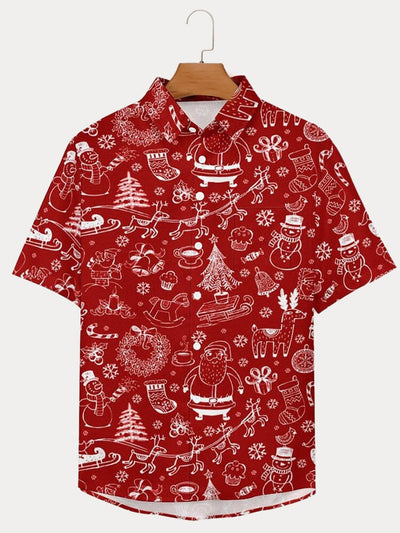 Funny Christmas Graphic Cotton Linen Shirt Shirts coofandy PAT1 S 