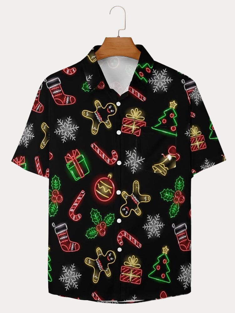 Funny Christmas Graphic Cotton Linen Shirt Shirts coofandy PAT4 S 