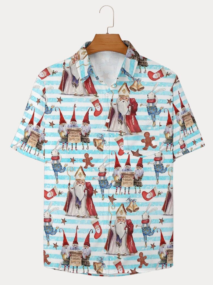 Funny Christmas Graphic Cotton Linen Shirt Shirts coofandy PAT5 S 