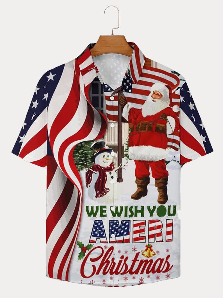 Christmas Santa Claus Cotton Linen Shirt Shirts coofandy PAT1 S 