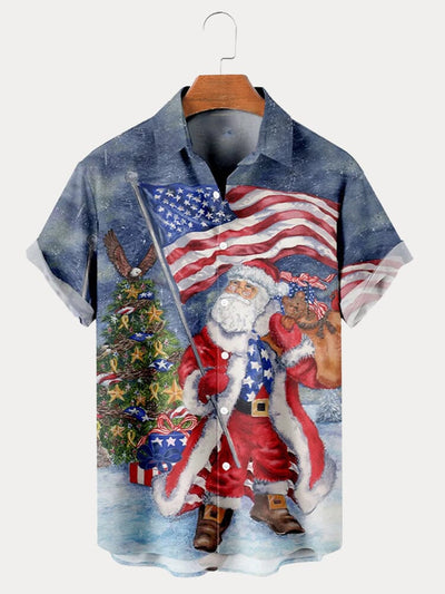 Christmas Santa Claus Cotton Linen Shirt Shirts coofandy PAT3 S 