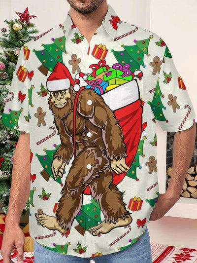 Stylish Christmas Monkey Cotton Linen Shirt Shirts coofandy PAT1 S 