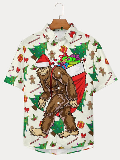 Stylish Christmas Monkey Cotton Linen Shirt Shirts coofandy 