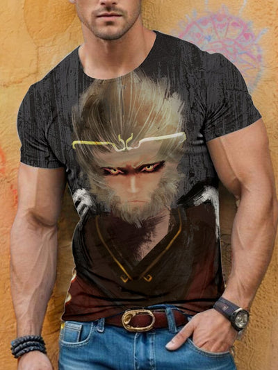 Warrior Spirit Wukong Printed Tee T-Shirt coofandy PAT1 S 