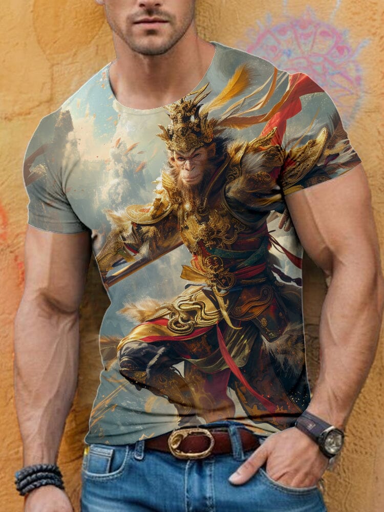 Warrior Spirit Wukong Printed Tee T-Shirt coofandy PAT2 S 