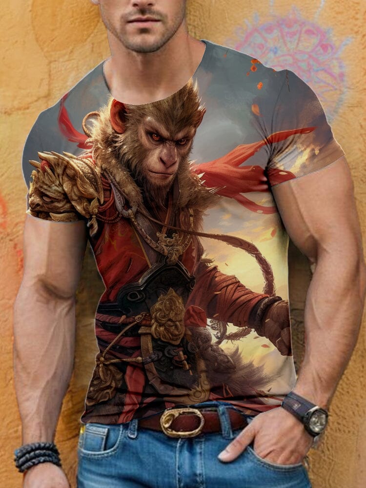 Warrior Spirit Wukong Printed Tee T-Shirt coofandy PAT3 S 